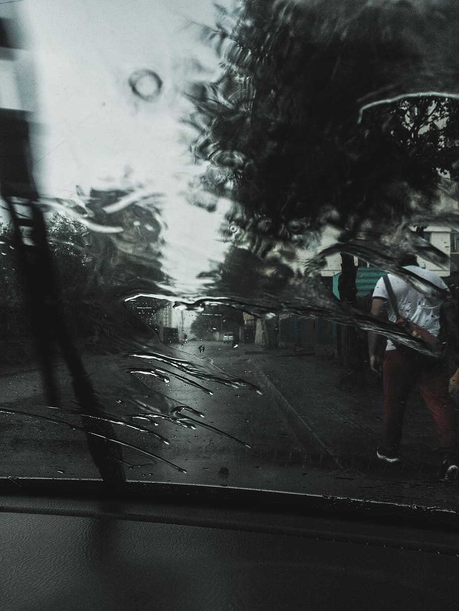 rain, windshield, car, inside, rainy, day, raindy day, gloomy HD wallpaper