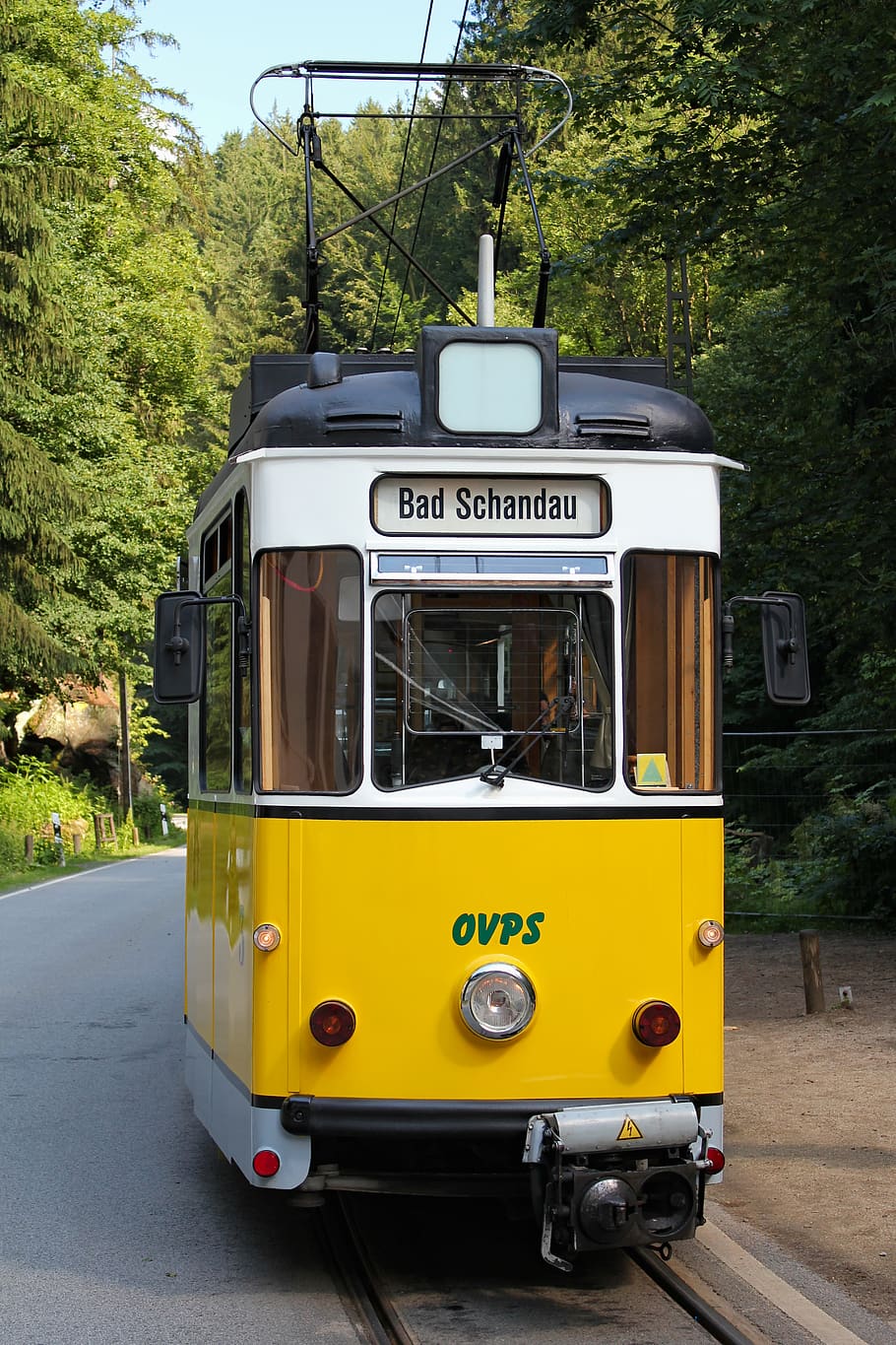 yellow tram on road, streetcar, cable car, transportation, vehicle, HD wallpaper