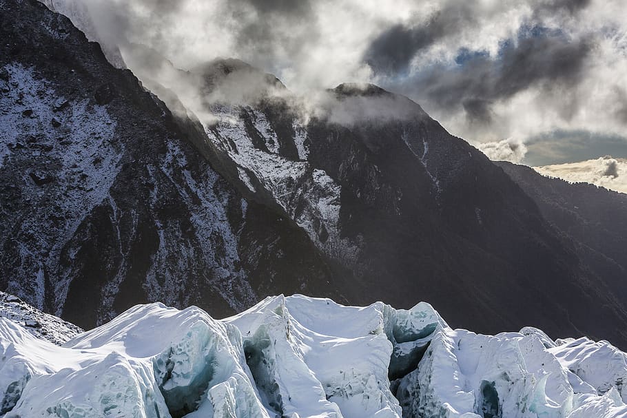 mountain covered in snow, outdoors, nature, ice, glacier, mountain range HD wallpaper