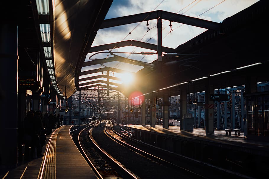 empty train trail, transportation, terminal, vehicle, train station HD wallpaper