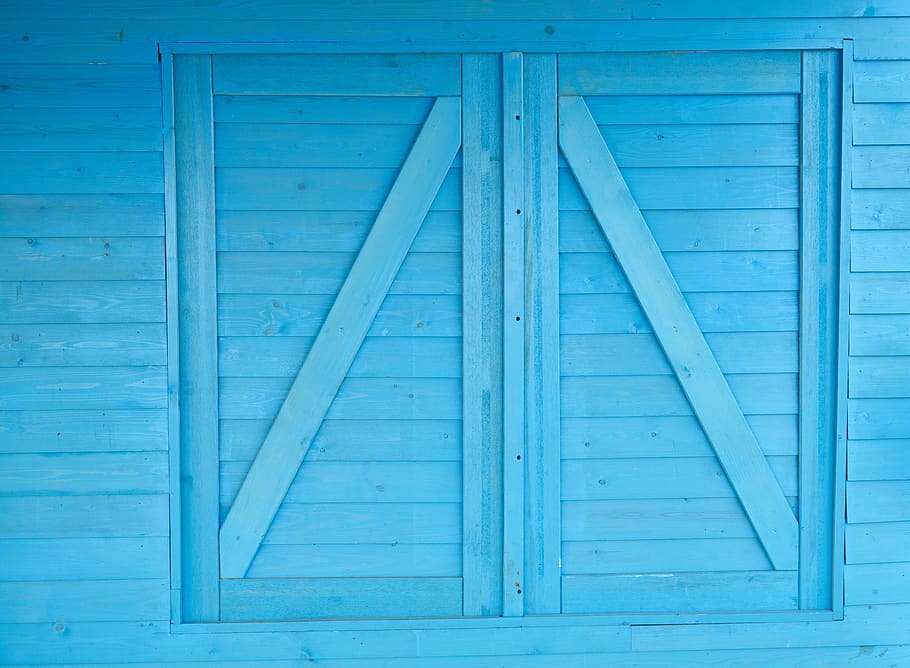 blue, door, window, wall, architecture, wood, introduction, HD wallpaper