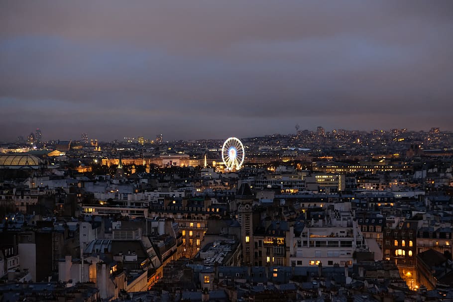 france, paris, eiffel tower, night, ferris, architecture, built structure HD wallpaper
