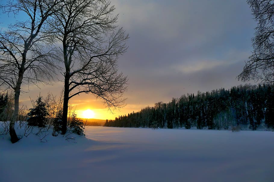 sunset, landscape, nature, evening, twilight, clouds, calm HD wallpaper