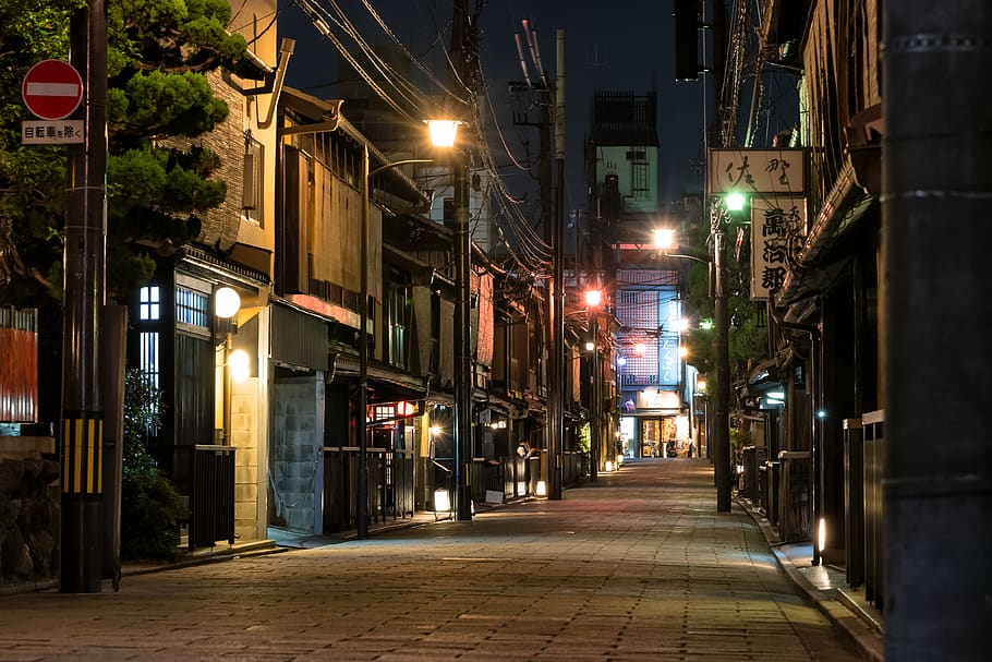 Hd Wallpaper Japan Kyoto Gion Lights Street Buildings Travel City Wallpaper Flare