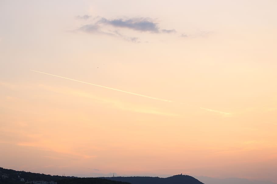 hungary, budapest, clouds, sunset, sky, nature, plane, cloud - sky HD wallpaper