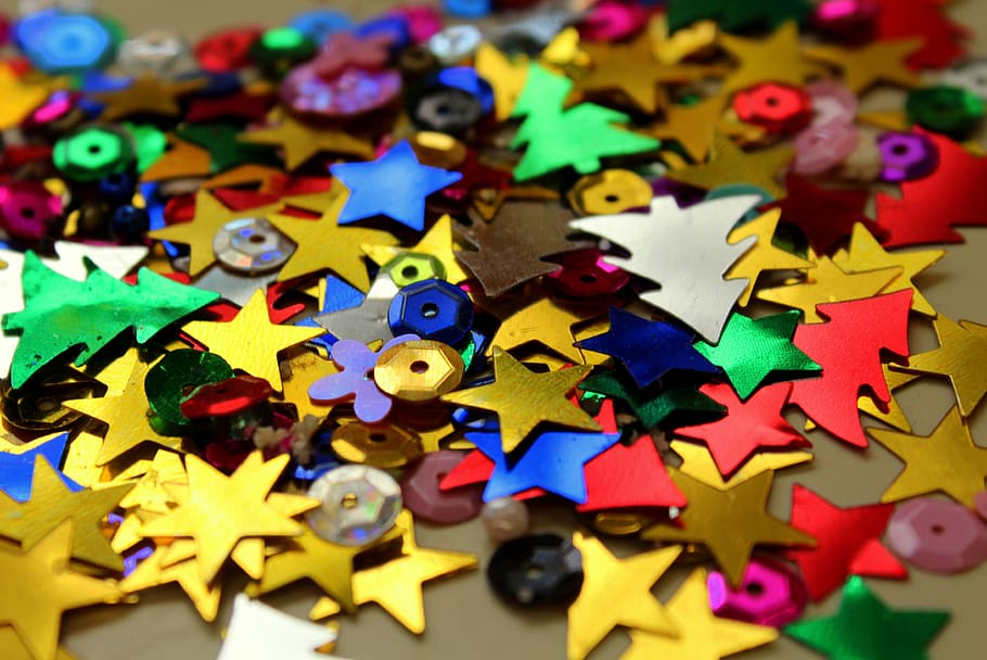 stars, sequins, shiny, decorative elements, colorful, the background HD wallpaper
