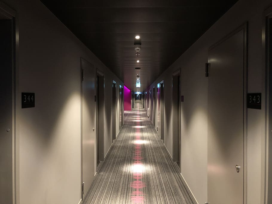 empty building pathway, corridor, flooring, berlin, hotel, germany HD wallpaper