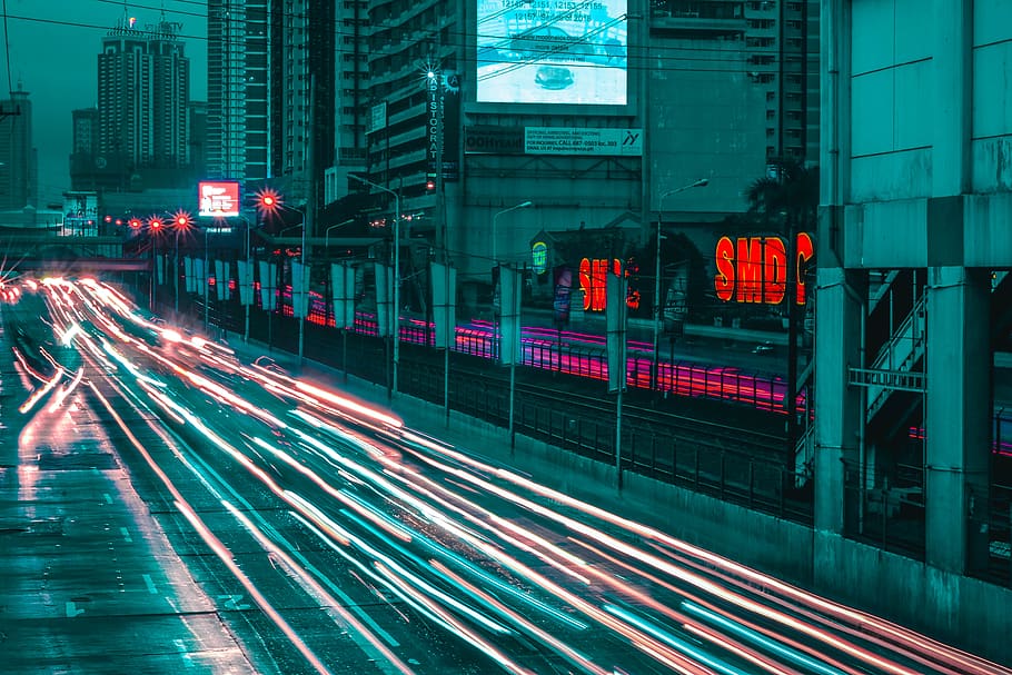 asphalt road, illuminated, city, architecture, building exterior HD wallpaper