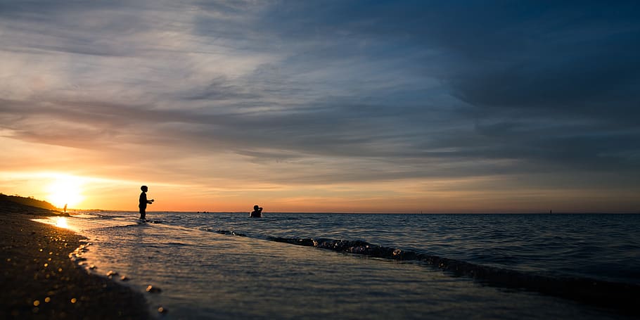 australia, dromana, dromana beach, swimming, sunset, waves HD wallpaper