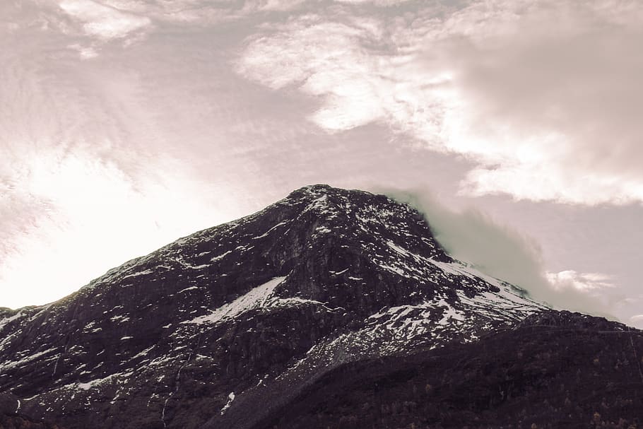 norway, geiranger, cold, winter, sky, mountain, nature, dark HD wallpaper