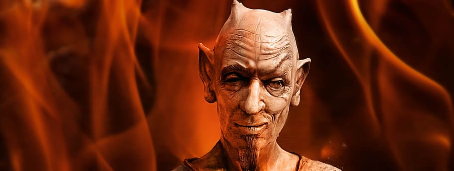 fantasy, luzifer, mysterious, mystical, orange color, portrait HD wallpaper