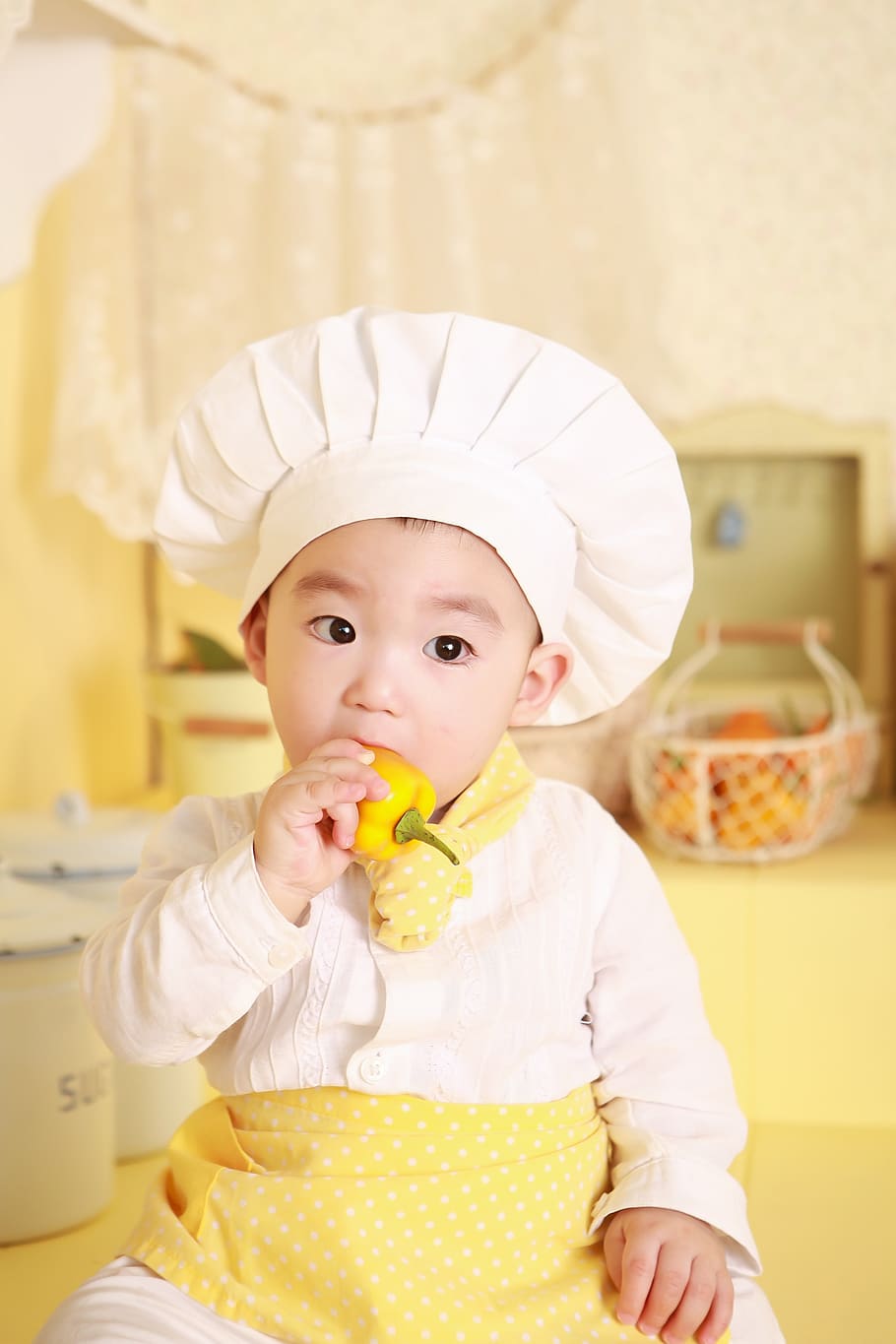 Boy Wearing Chef Hat, adorable, baby, child, childhood, cook HD wallpaper