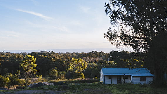 hut, view, sunset, summer, australia, country, farm, solitary HD wallpaper