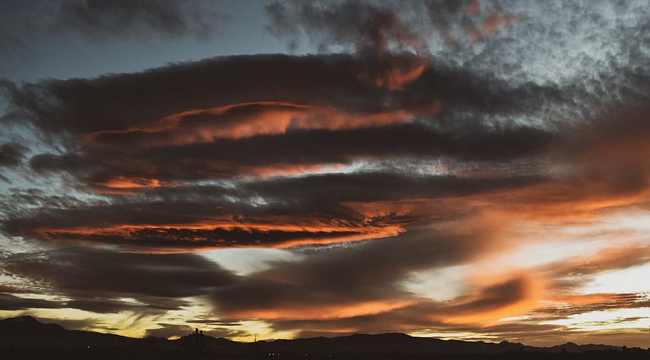 sky, cloud, red, sunset, landscape, nature, cloud - sky, dramatic sky HD wallpaper