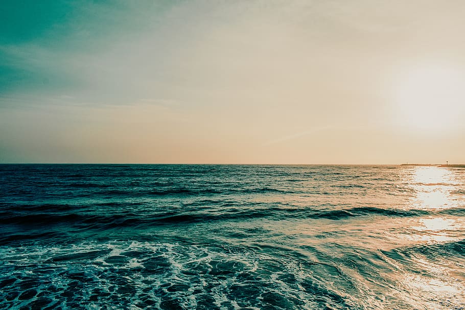 Photo of Calm Sea at Daytime, clouds, golden hour, nature, ocean HD wallpaper
