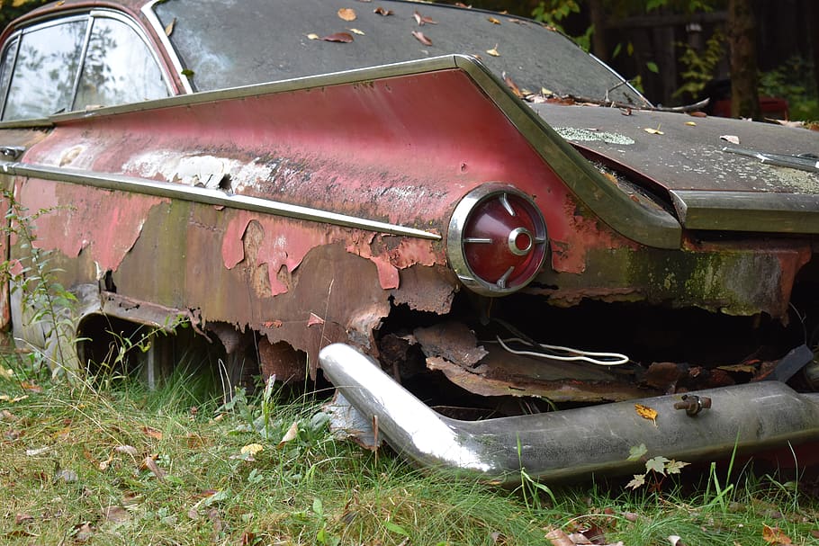 old car, rusting, broken, decay, damaged, abandoned, mode of transportation HD wallpaper
