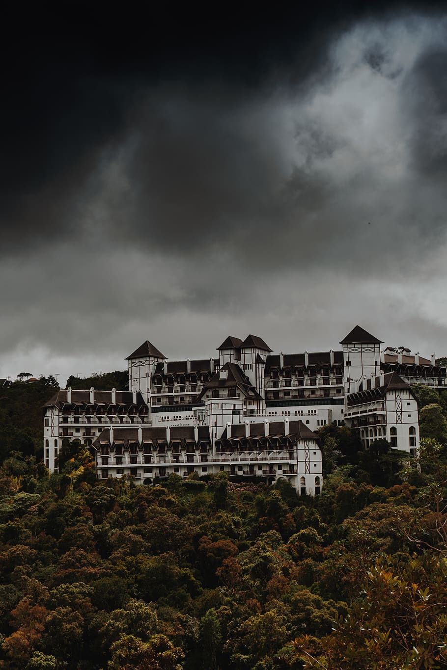 White and Black Concrete Castle, architecture, building, city HD wallpaper