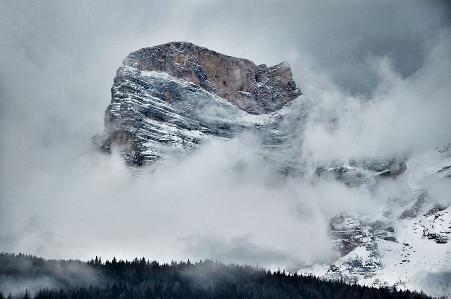 Landscape Photo of a Mountain, clouds, cold, daylight, daytime HD wallpaper