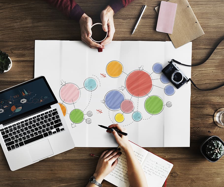 Woman Drawing Colorful Circles, camera, coffee, composition, data HD wallpaper