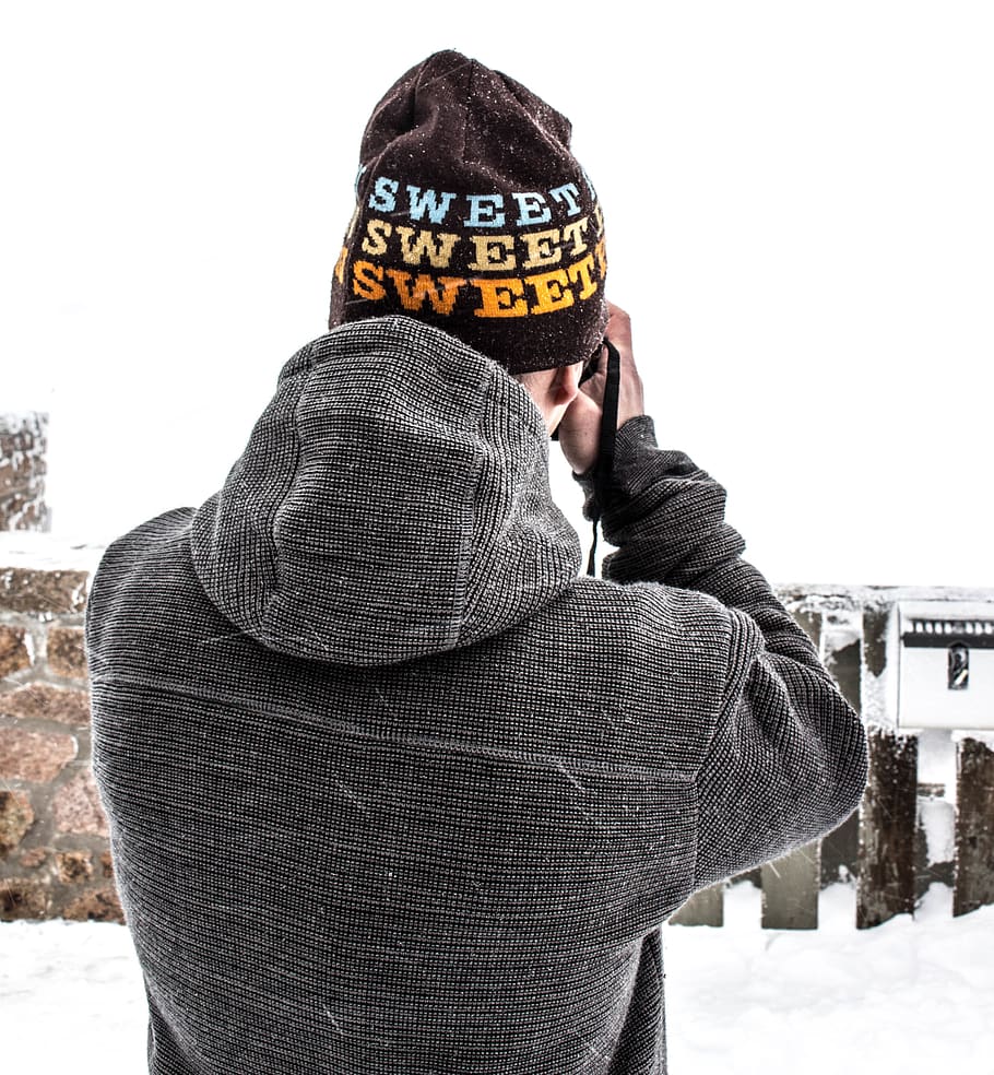 winter, model, man, snow, camera, weather, cold, clothing, one person HD wallpaper