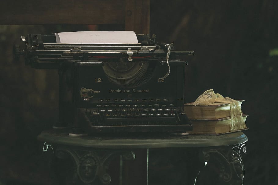 typography, typewriter keyboard, canon, table, book, paper HD wallpaper