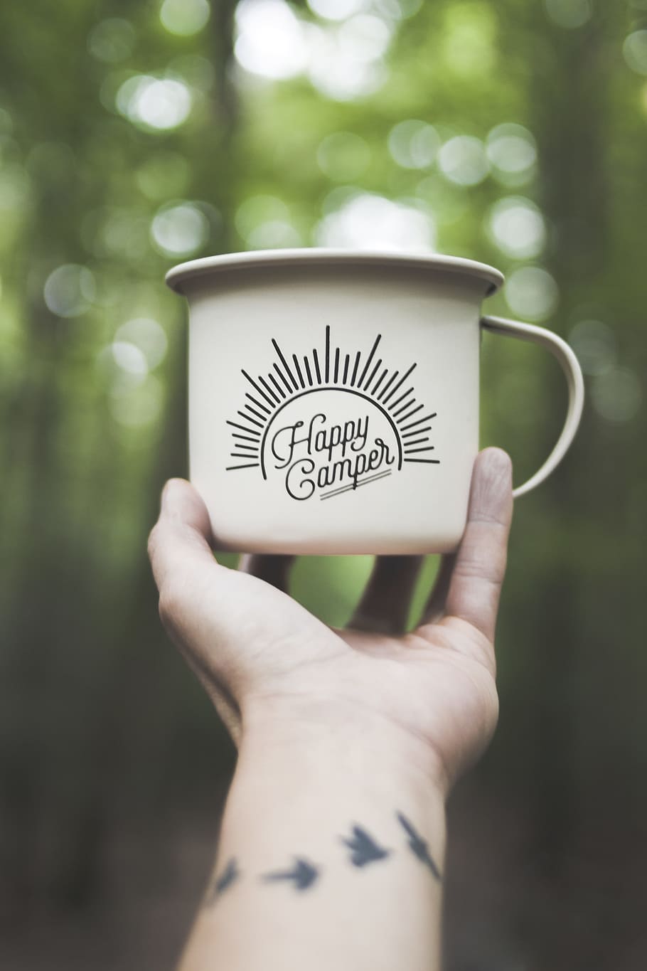 Person Holding White Ceramic Mug, beverage, bokeh, camp, camping HD wallpaper