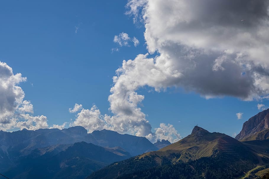 clouds, mountains, dolomites, mountain landscape, nature, beautiful HD wallpaper