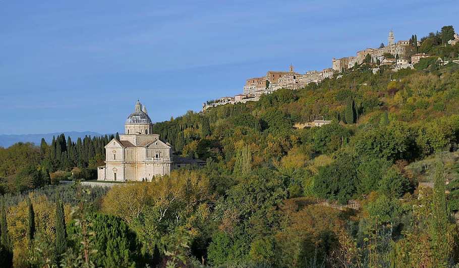 montepulciano, san biagio, church, tuscany, italy, siena, panoramic, HD wallpaper