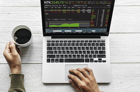 Macbook Air Turned on, analysis, background, black, coffee, communication HD wallpaper