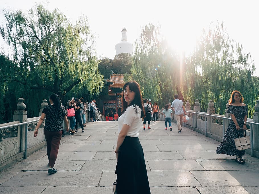 china, beijing, beihai park, real people, plant, architecture HD wallpaper