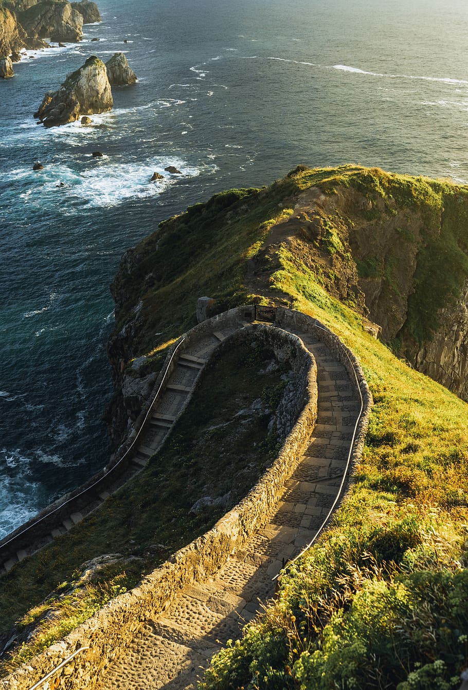 seashore mountain, water, high angle view, scenics - nature, beauty in nature HD wallpaper