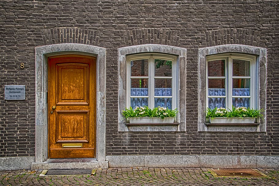 germany, düsseldorf, door, window, building, architecture HD wallpaper