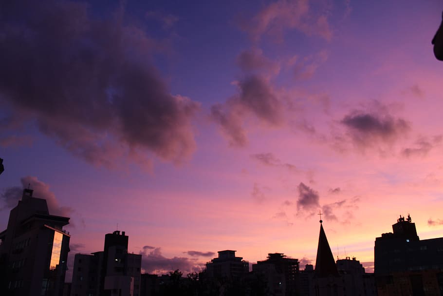 sunset, florianópolis, clouds, sky, floripa, city, nature HD wallpaper