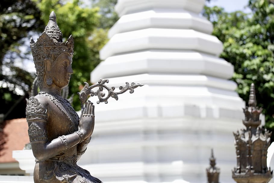Buddhai sculpture, metropolis, town, urban, city, building, wat in chiang mai moat HD wallpaper