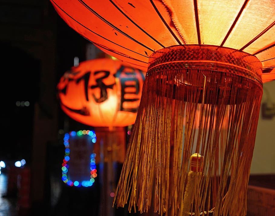 chinese, city, lights, orange, sunday, chinatown, hanging, lighting equipment