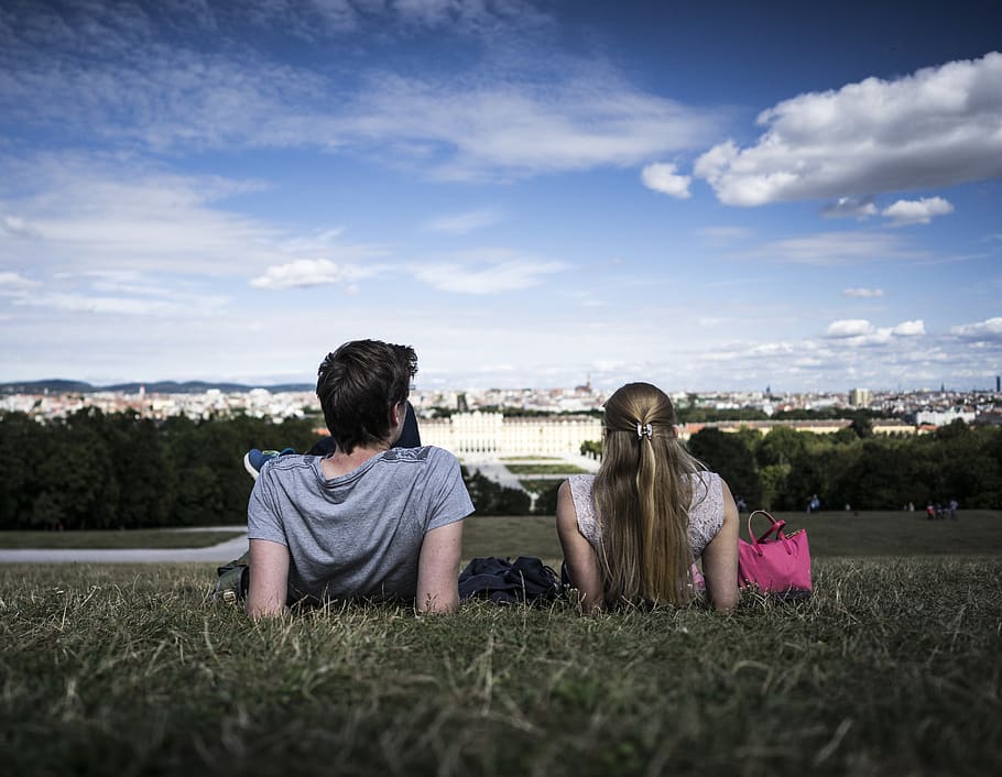 austria, vienna, sky, sitting, cloud - sky, men, lifestyles HD wallpaper