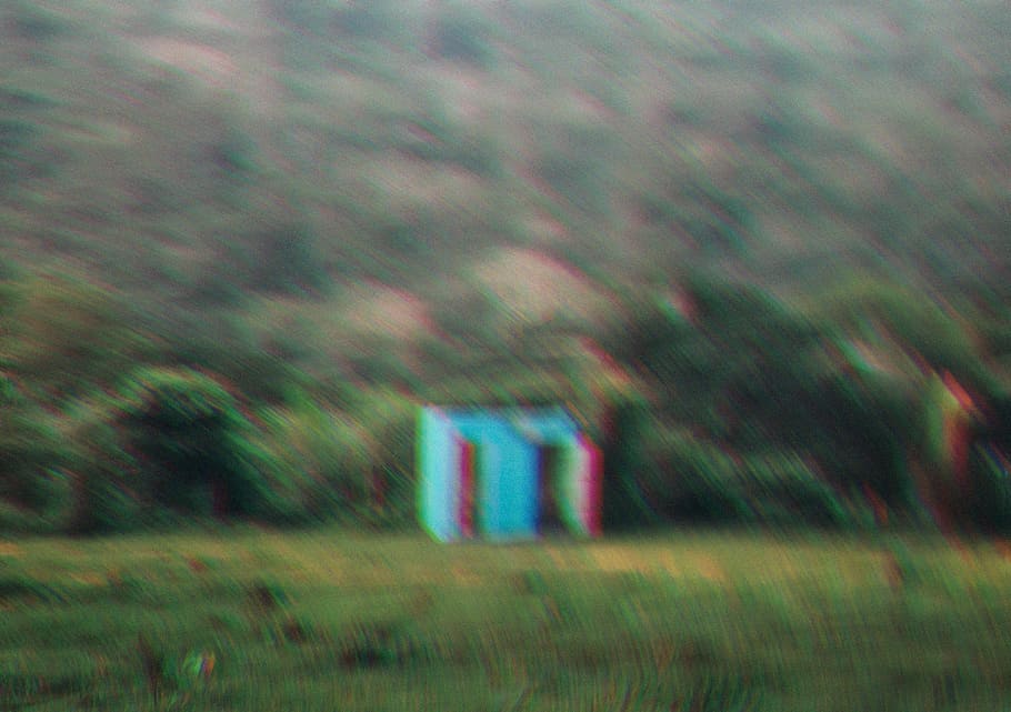 blur shot, mountain, forest, trees, experimental, land, field HD wallpaper