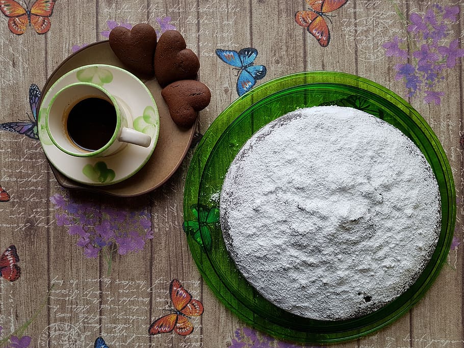 cake, sweets, coffee, drink, food and drink, table, cup, mug HD wallpaper