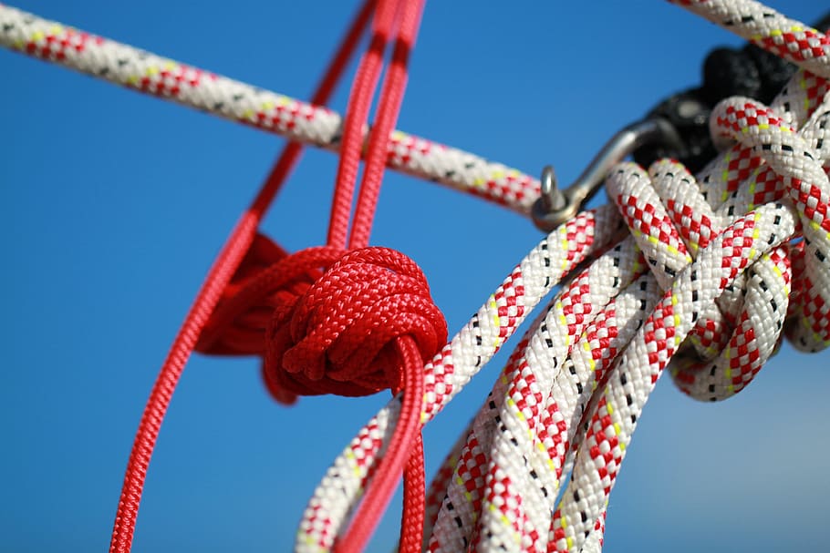 rope, joint, tough, object, red, sky, blue, close-up, no people HD wallpaper