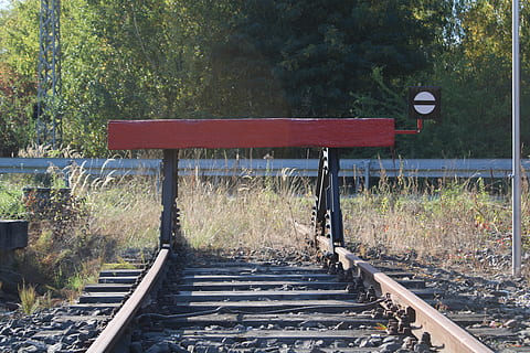 buffer stop, rails, gleise, train, railway, old, railway station HD wallpaper