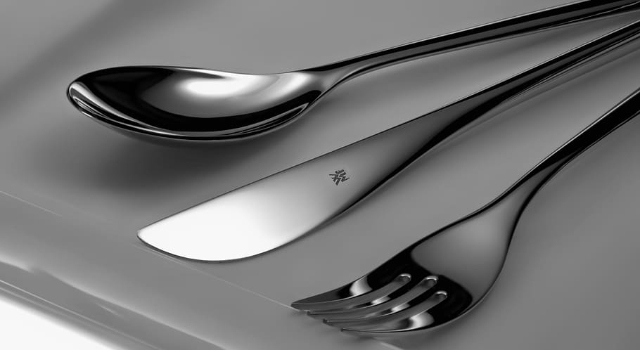 shine, shiny, cutlery, metal, object, knife, fork, spoon, kitchen HD wallpaper