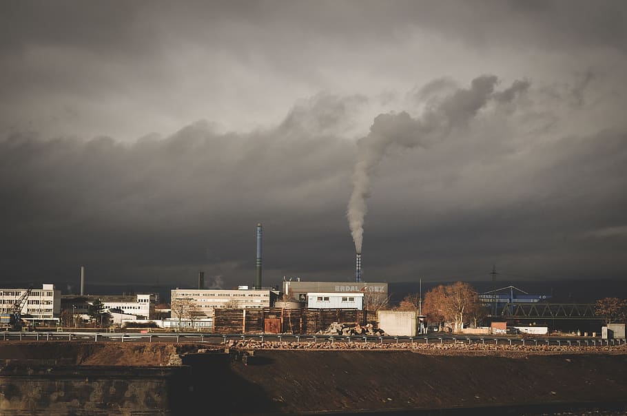 architecture, building, infrastructure, chimney, smoke, plant HD wallpaper