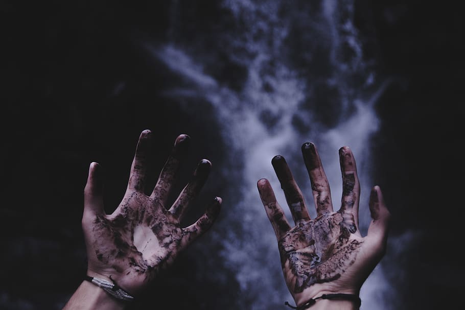 hand, palm, dirty, dark, outdoor, smoke, charcoal, human hand HD wallpaper