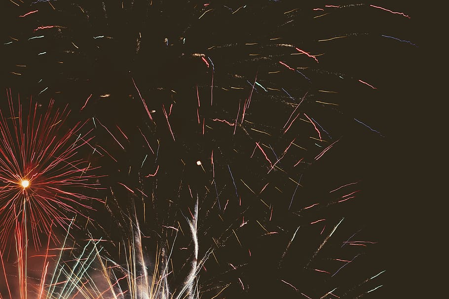 multicolored fireworks, nature, outdoors, night, diwali, sprinkles HD wallpaper
