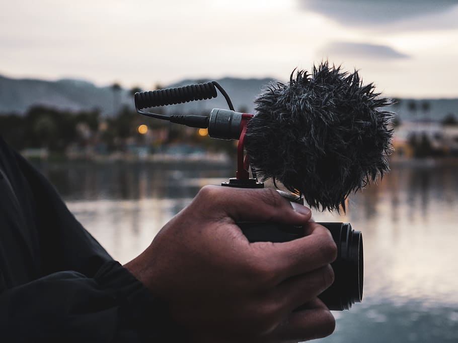 Person Taking Photo Near Body of Water, blurred background, camera HD wallpaper