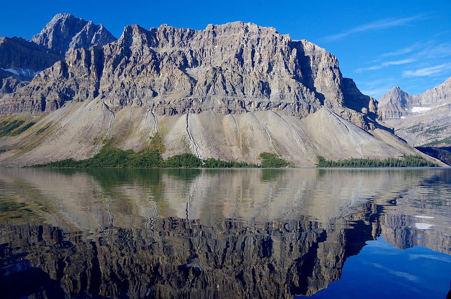 canada, banff, mountain, reflection, blue, sky, lake, nature HD wallpaper