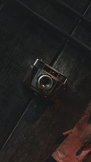 brown and gray SLR camera, electronics, digital camera, woods HD wallpaper