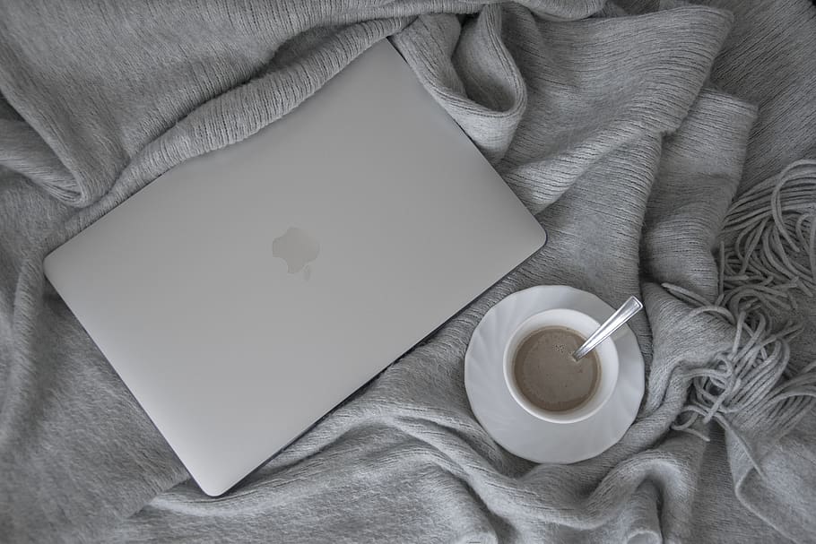 apple, macbook, laptop, minimum, aesthetic, coffee, drink, cup, HD wallpaper