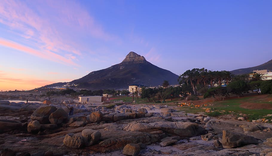 south africa, cape town, camps bay beach, sky, mountain, rock, HD wallpaper