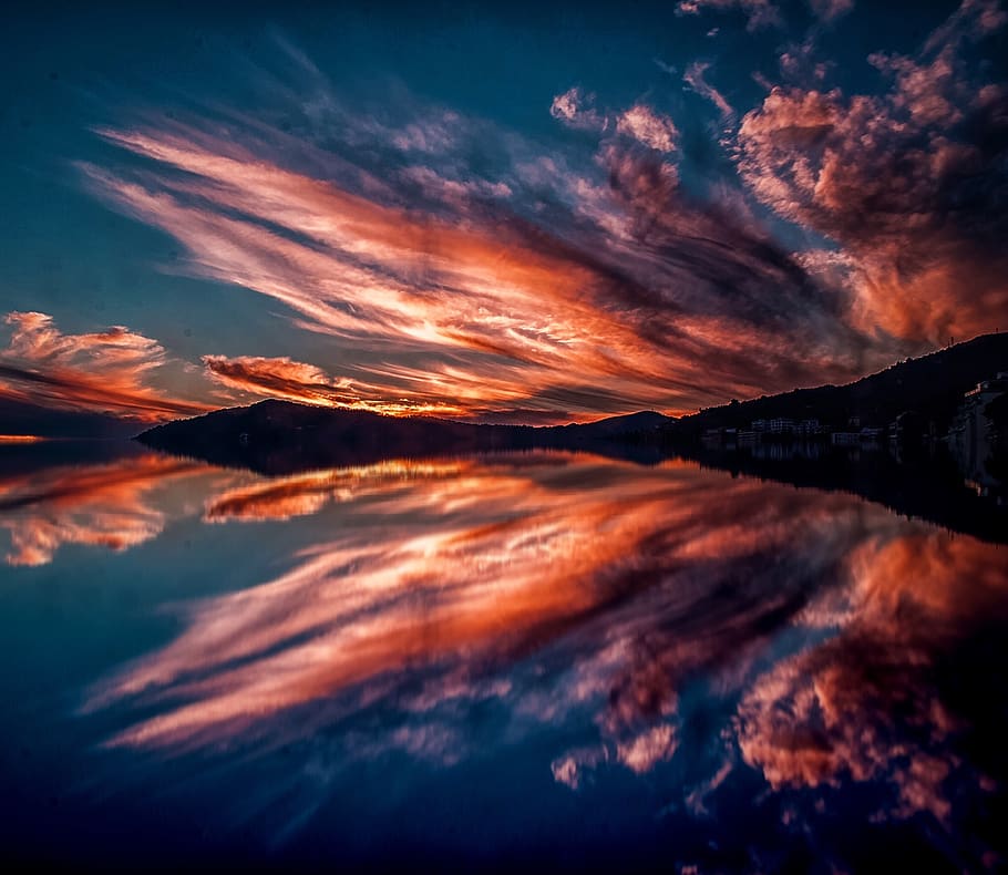 italy, alassio, reflection, sky, sea, landscape, tones, clouds HD wallpaper